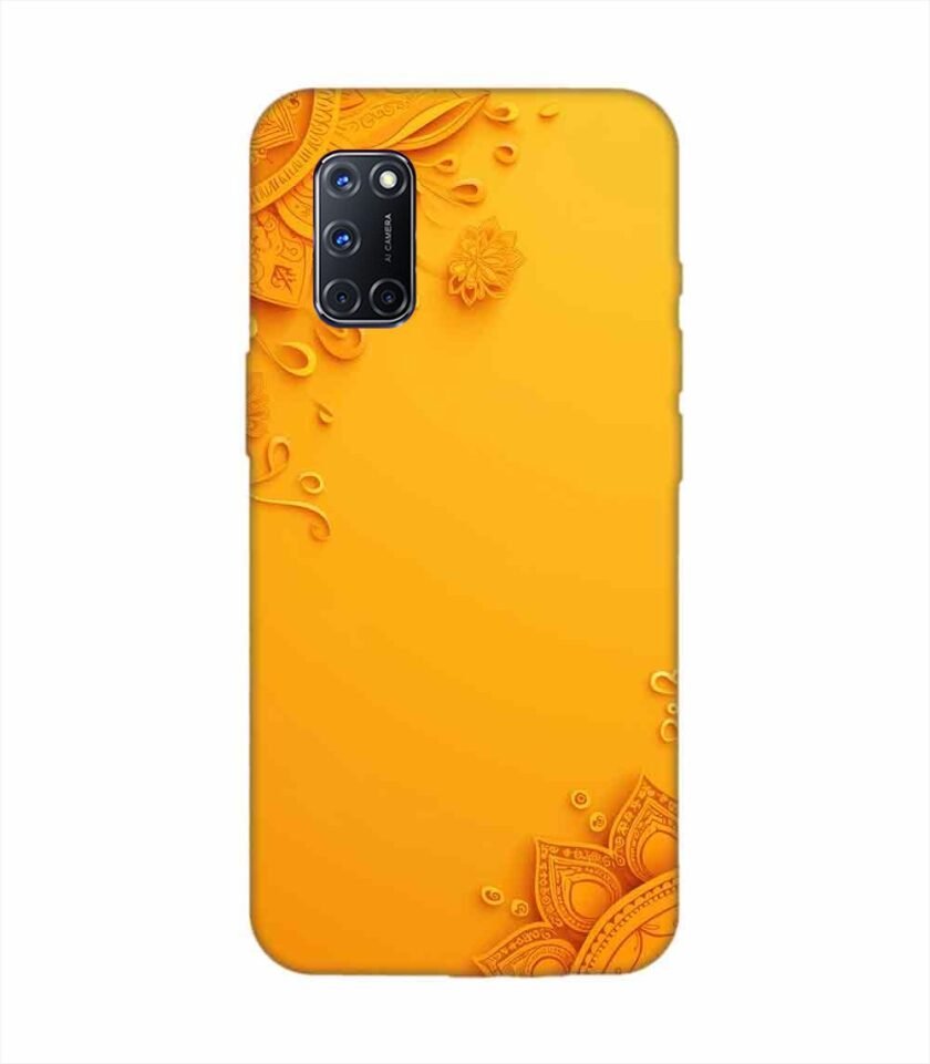Oppo A92 Indian Flower Pattern Rangoli Background (1) Custom Printed Back Cover Design