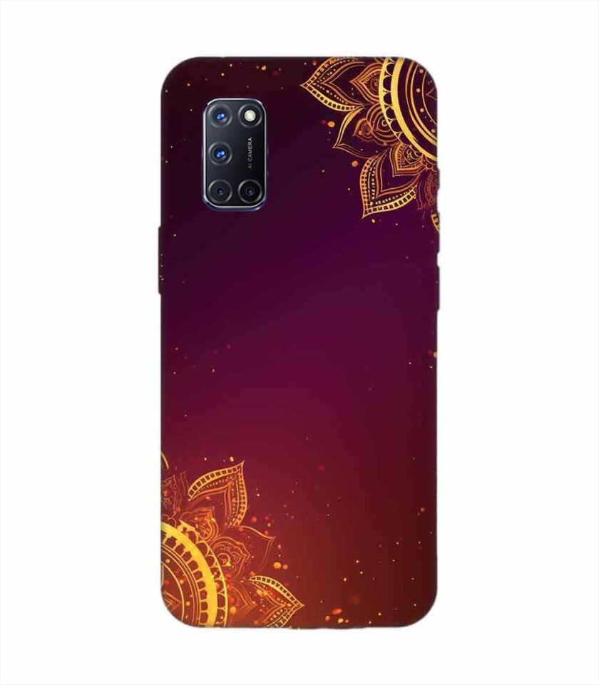 Oppo A92 Indian Flower Pattern Rangoli Background Custom Printed Back Cover Design