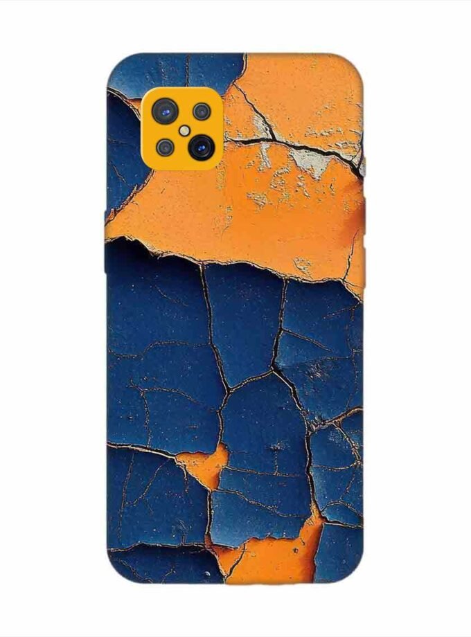 Oppo A92S Indigo Orange Colored Cracked Paint Texture Custom Printed Back Cover Design