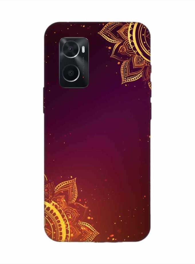 Oppo A96 Indian Flower Pattern Rangoli Background Custom Printed Back Cover Design