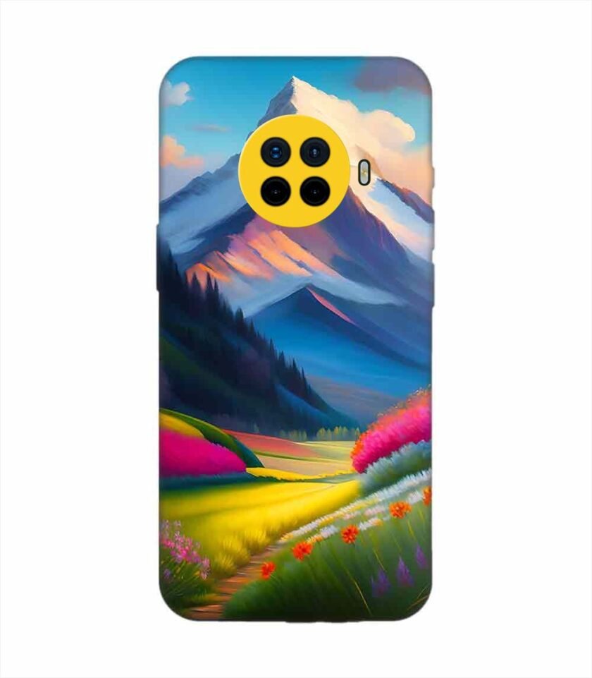 Oppo Ace 2 Impressionist Mountain Landscape Oil Painting Snowy Peak Summer Field With Flowers Peaceful Vi Custom Printed Back Cover Design