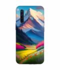 Oppo F15 Impressionist Mountain Landscape Oil Painting Snowy Peak Summer Field With Flowers Peaceful Vi Custom Printed Back Cover Design