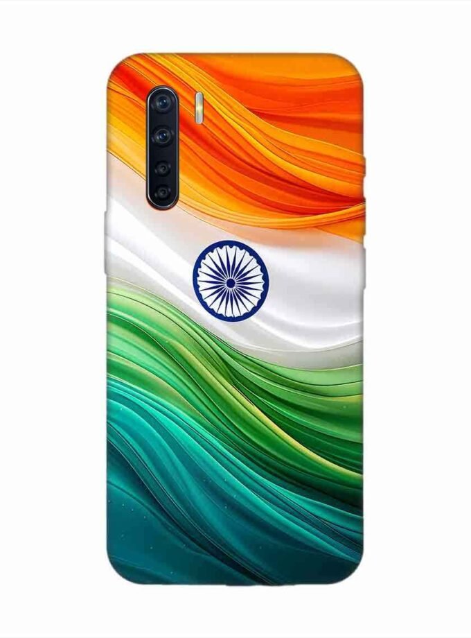 Oppo F15 Indian Flag Abstract Background Republic Day Custom Printed Back Cover Design