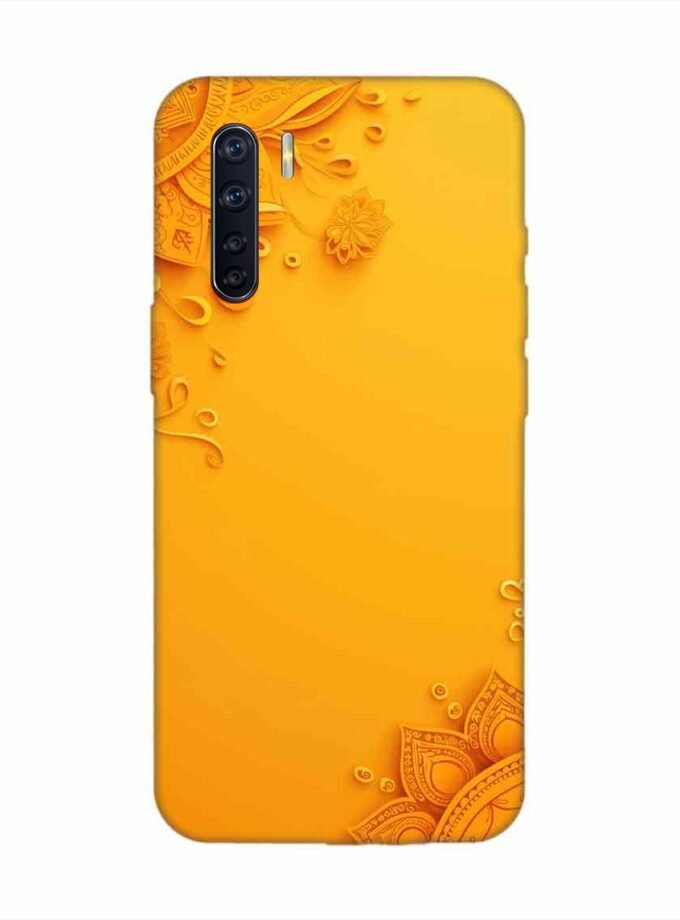 Oppo F15 Indian Flower Pattern Rangoli Background (1) Custom Printed Back Cover Design