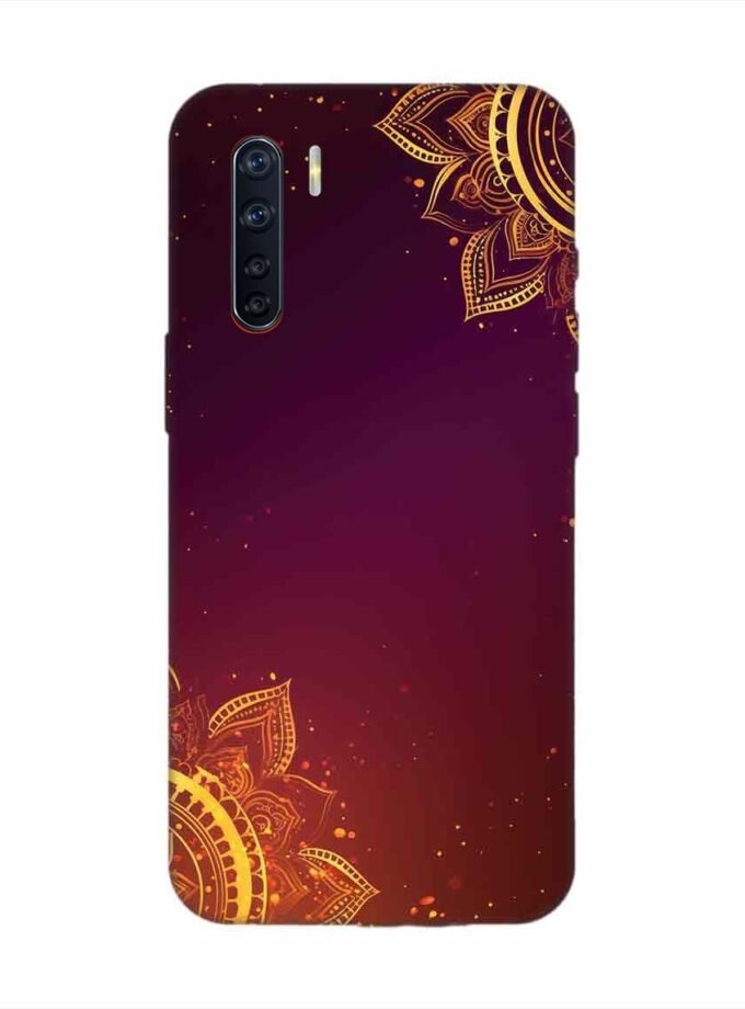Oppo F15 Indian Flower Pattern Rangoli Background Custom Printed Back Cover Design