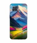 Oppo F17 Pro Impressionist Mountain Landscape Oil Painting Snowy Peak Summer Field With Flowers Peaceful Vi Custom Printed Back Cover Design