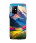 Oppo F19 Pro Plus Impressionist Mountain Landscape Oil Painting Snowy Peak Summer Field With Flowers Peaceful Vi Custom Printed Back Cover Design