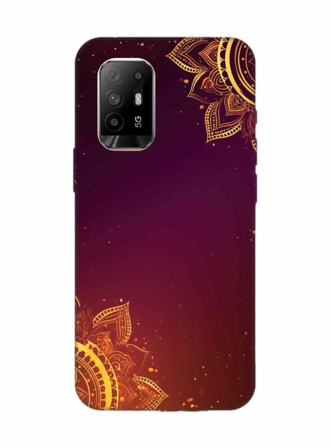 Oppo F19 Pro Plus Indian Flower Pattern Rangoli Background Custom Printed Back Cover Design