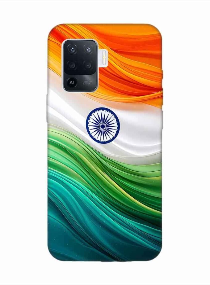 Oppo F19 Pro Indian Flag Abstract Background Republic Day Custom Printed Back Cover Design