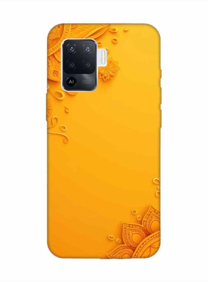 Oppo F19 Pro Indian Flower Pattern Rangoli Background (1) Custom Printed Back Cover Design