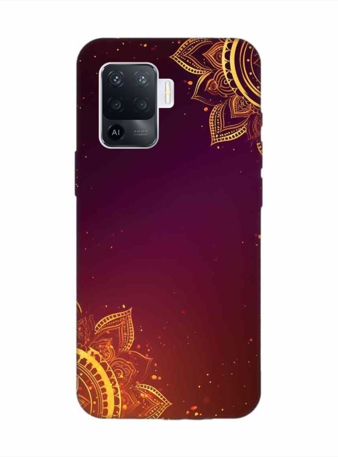 Oppo F19 Pro Indian Flower Pattern Rangoli Background Custom Printed Back Cover Design