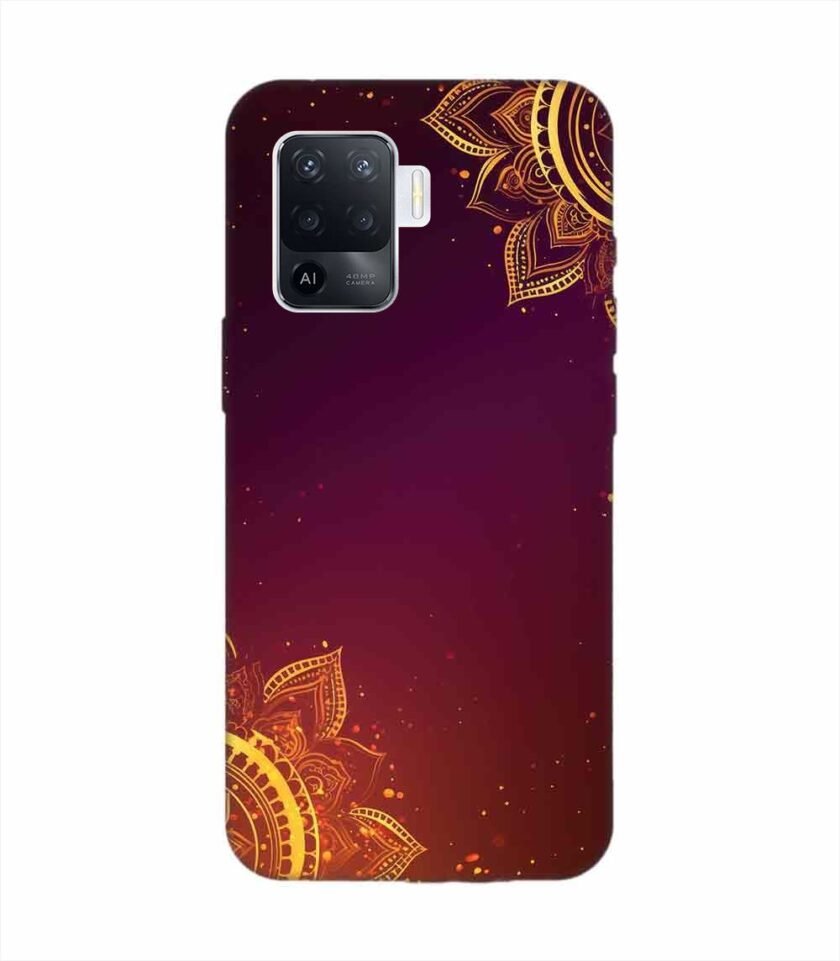 Oppo F19 Pro Indian Flower Pattern Rangoli Background Custom Printed Back Cover Design