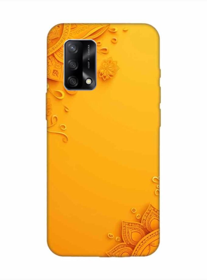 Oppo F19 Indian Flower Pattern Rangoli Background (1) Custom Printed Back Cover Design