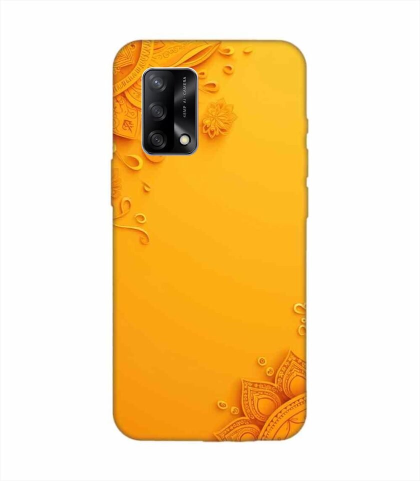 Oppo F19 Indian Flower Pattern Rangoli Background (1) Custom Printed Back Cover Design
