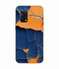 Oppo F19S Indigo Orange Colored Cracked Paint Texture Custom Printed Back Cover Design