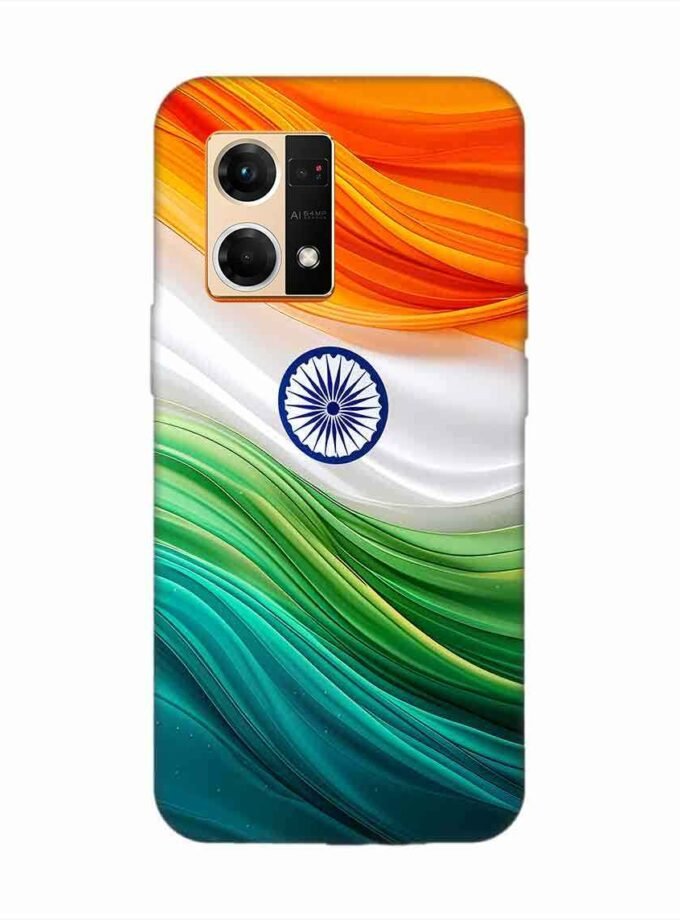 Oppo F21 Pro (4G) Indian Flag Abstract Background Republic Day Custom Printed Back Cover Design