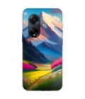 Oppo F23 (5G) Impressionist Mountain Landscape Oil Painting Snowy Peak Summer Field With Flowers Peaceful Vi Custom Printed Back Cover Design