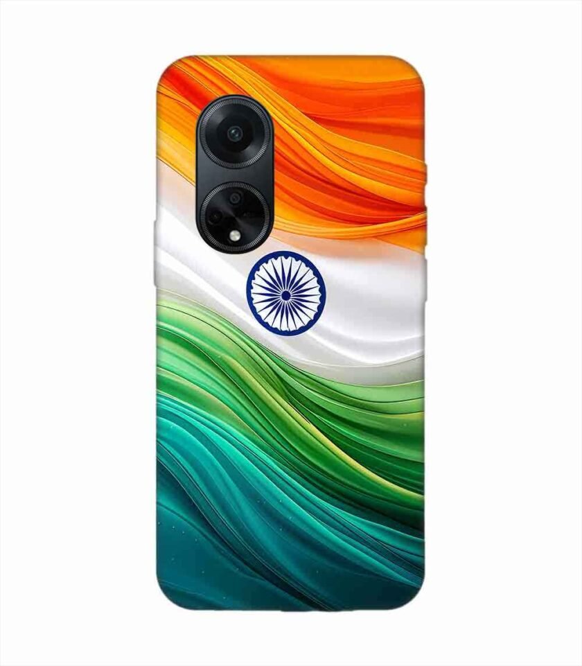 Oppo F23 (5G) Indian Flag Abstract Background Republic Day Custom Printed Back Cover Design