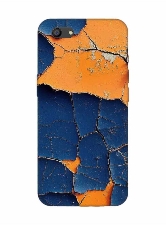 Oppo F3 Indigo Orange Colored Cracked Paint Texture Custom Printed Back Cover Design