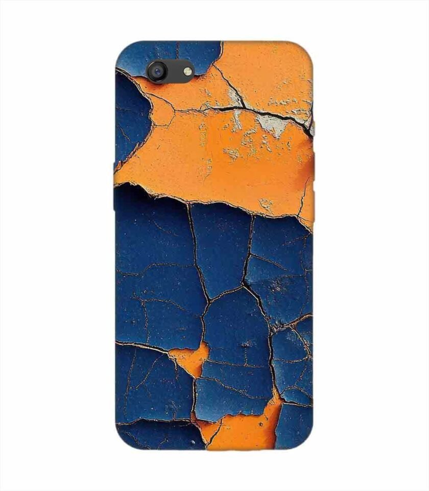 Oppo F3 Indigo Orange Colored Cracked Paint Texture Custom Printed Back Cover Design