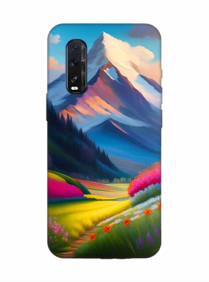 Oppo Find X2 Impressionist Mountain Landscape Oil Painting Snowy Peak Summer Field With Flowers Peaceful Vi Custom Printed Back Cover Design