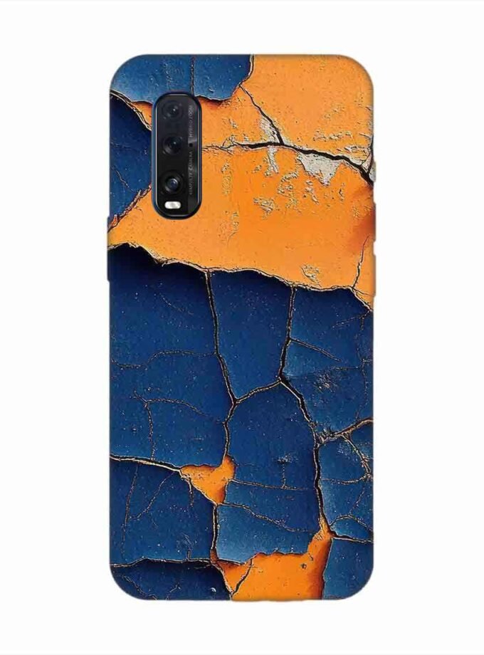 Oppo Find X2 Indigo Orange Colored Cracked Paint Texture Custom Printed Back Cover Design