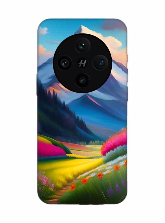 Oppo Find X8 Pro Impressionist Mountain Landscape Oil Painting Snowy Peak Summer Field With Flowers Peaceful Vi Custom Printed Back Cover Design