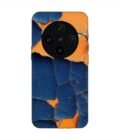 Oppo Find X8 Pro Indigo Orange Colored Cracked Paint Texture Custom Printed Back Cover Design