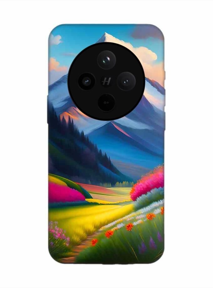 Oppo Find X8 Impressionist Mountain Landscape Oil Painting Snowy Peak Summer Field With Flowers Peaceful Vi Custom Printed Back Cover Design