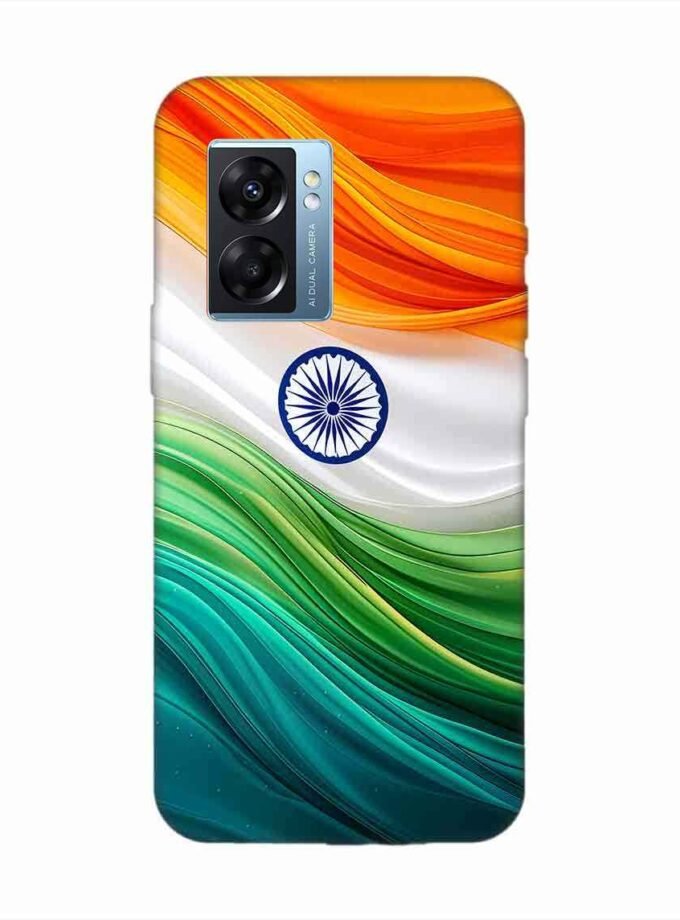Oppo K10 (5G) Indian Flag Abstract Background Republic Day Custom Printed Back Cover Design