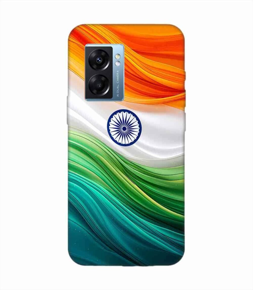 Oppo K10 (5G) Indian Flag Abstract Background Republic Day Custom Printed Back Cover Design