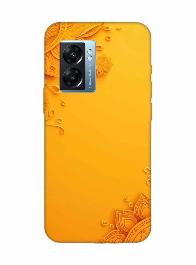 Oppo K10 (5G) Indian Flower Pattern Rangoli Background (1) Custom Printed Back Cover Design