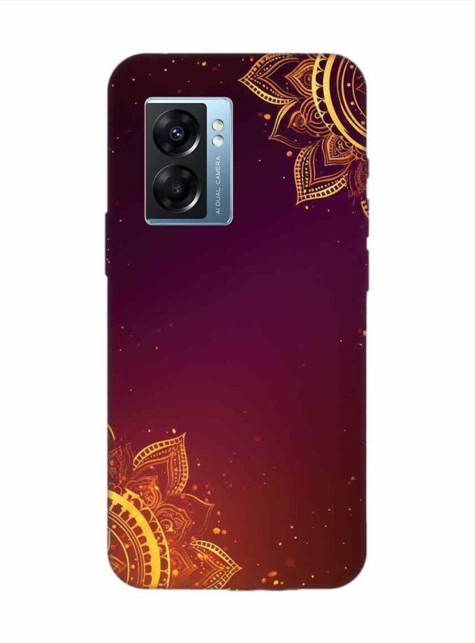 Oppo K10 (5G) Indian Flower Pattern Rangoli Background Custom Printed Back Cover Design