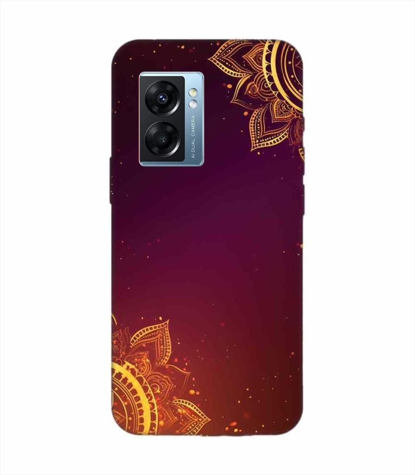 Oppo K10 (5G) Indian Flower Pattern Rangoli Background Custom Printed Back Cover Design