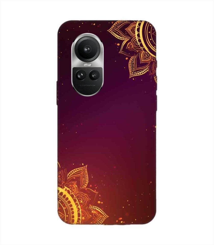 Oppo Reno 10 Pro (5G) Indian Flower Pattern Rangoli Background Custom Printed Back Cover Design