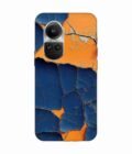 Oppo Reno 10 Pro (5G) Indigo Orange Colored Cracked Paint Texture Custom Printed Back Cover Design