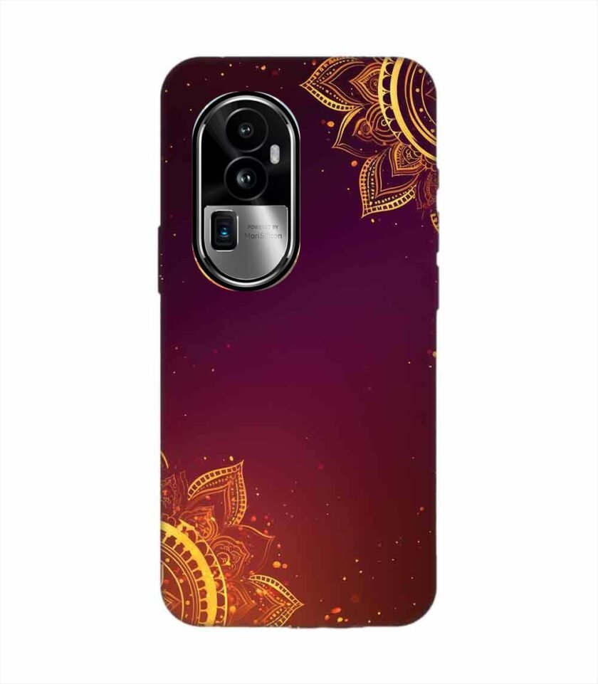 Oppo Reno 10 Pro Plus (5G) Indian Flower Pattern Rangoli Background Custom Printed Back Cover Design