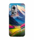 Oppo Reno 11 (5G) Impressionist Mountain Landscape Oil Painting Snowy Peak Summer Field With Flowers Peaceful Vi Custom Printed Back Cover Design