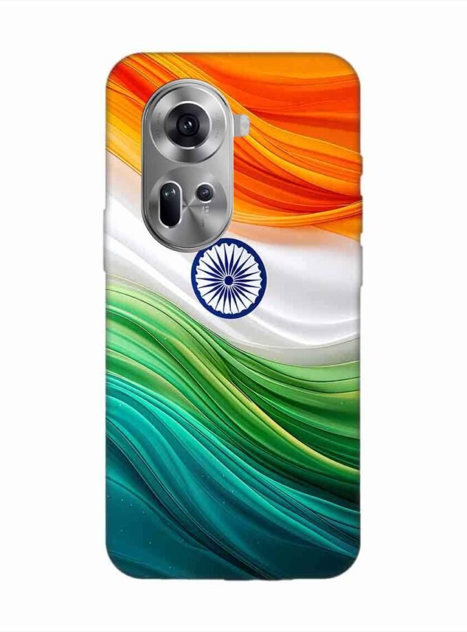 Oppo Reno 11 (5G) Indian Flag Abstract Background Republic Day Custom Printed Back Cover Design
