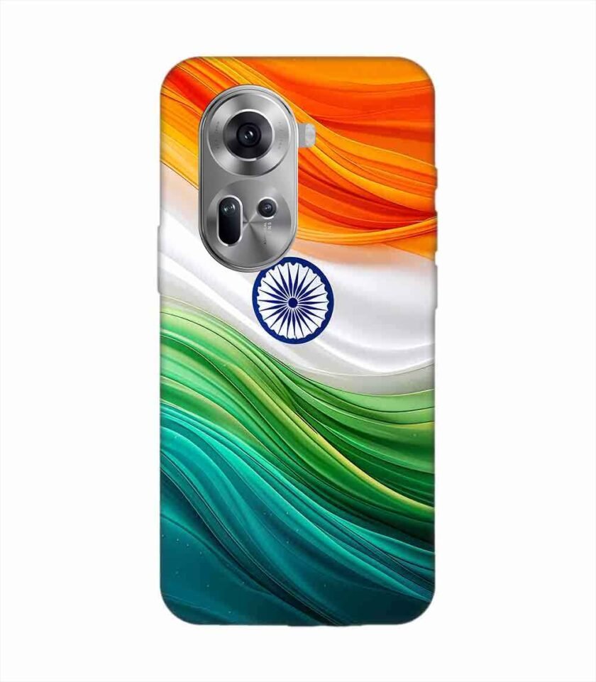 Oppo Reno 11 (5G) Indian Flag Abstract Background Republic Day Custom Printed Back Cover Design