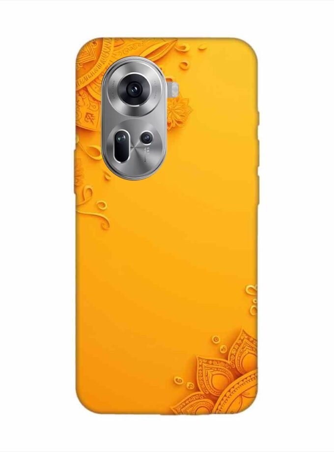 Oppo Reno 11 (5G) Indian Flower Pattern Rangoli Background (1) Custom Printed Back Cover Design