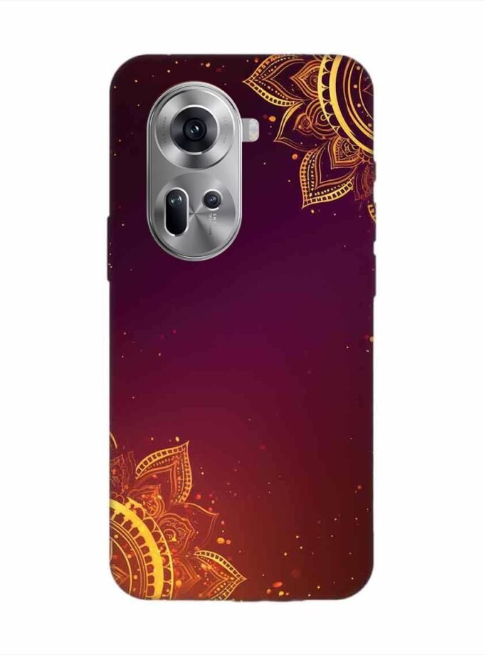 Oppo Reno 11 (5G) Indian Flower Pattern Rangoli Background Custom Printed Back Cover Design