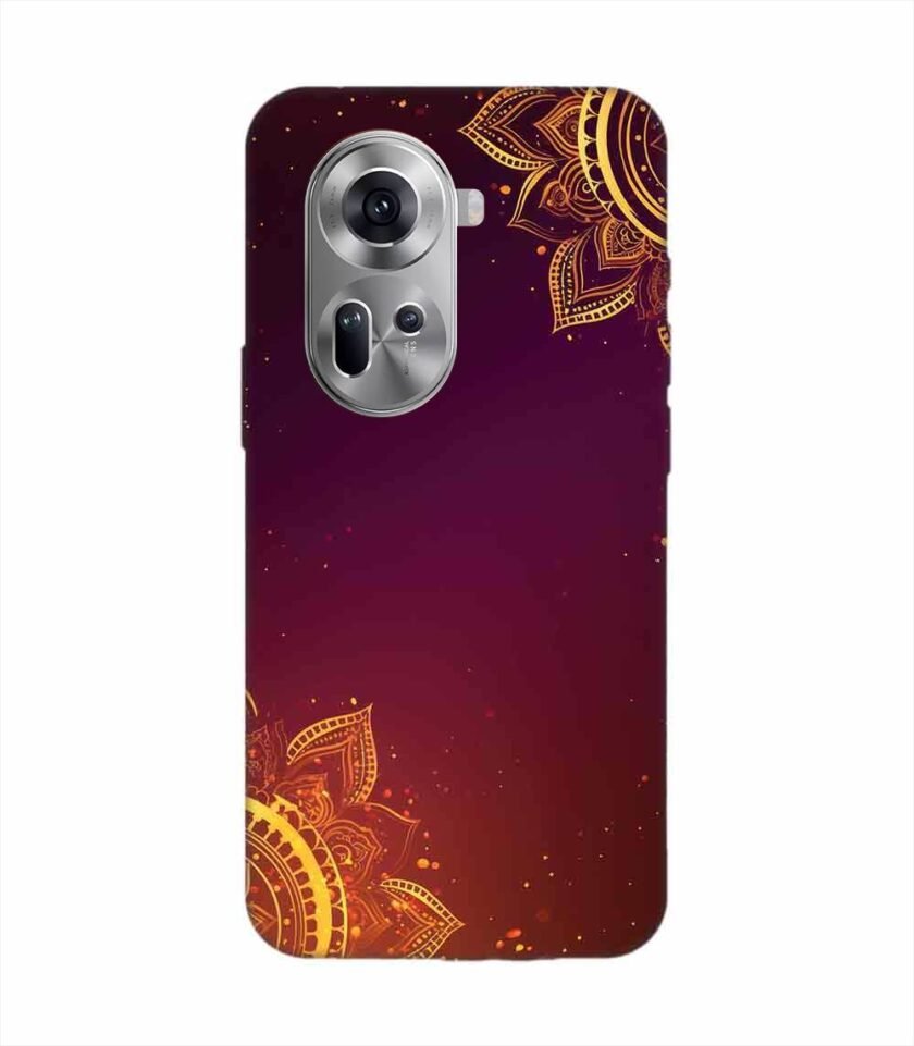 Oppo Reno 11 (5G) Indian Flower Pattern Rangoli Background Custom Printed Back Cover Design