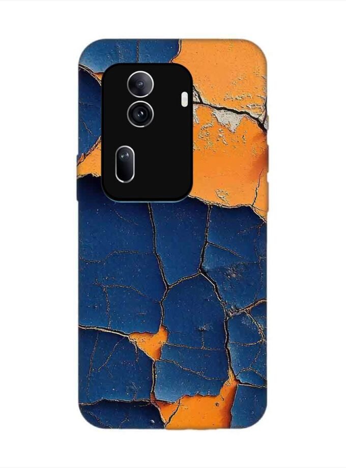 Oppo Reno 11 Pro (5G) Indigo Orange Colored Cracked Paint Texture Custom Printed Back Cover Design