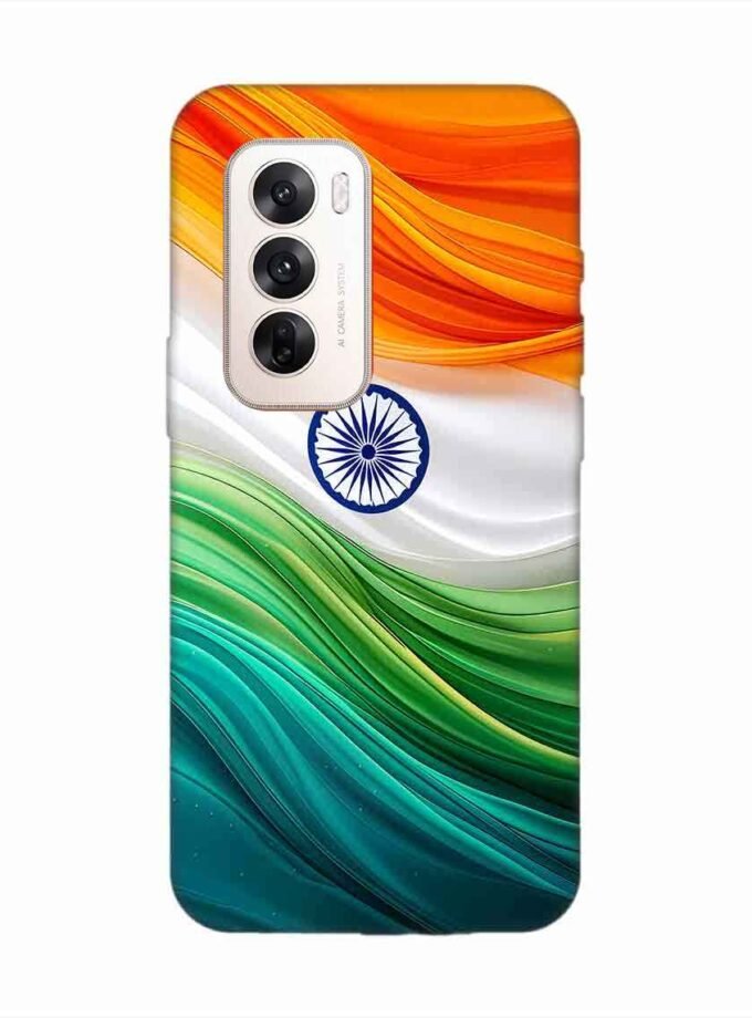 Oppo Reno 12 (5G) Indian Flag Abstract Background Republic Day Custom Printed Back Cover Design