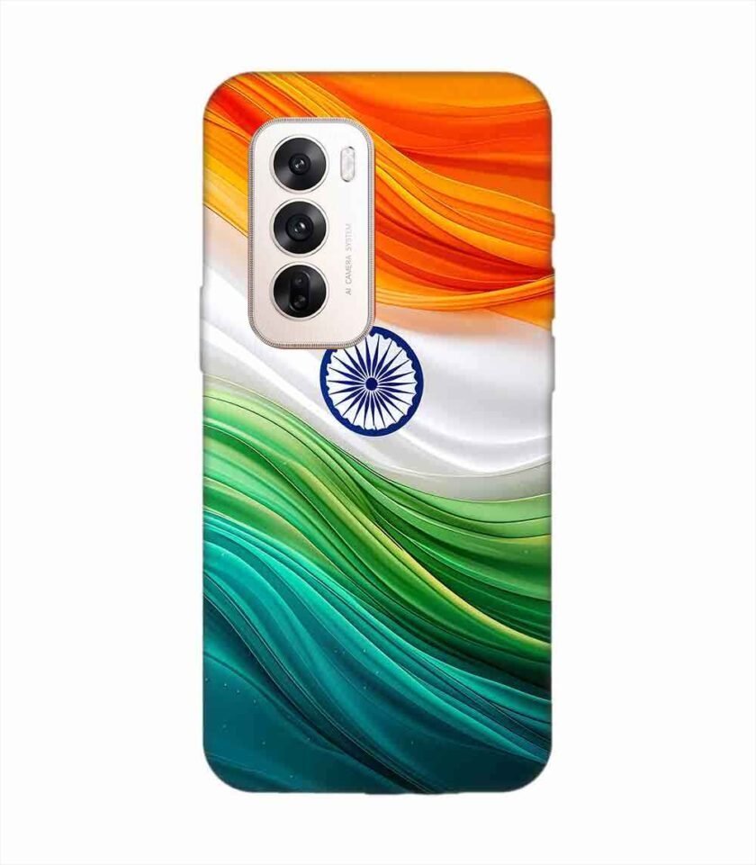 Oppo Reno 12 (5G) Indian Flag Abstract Background Republic Day Custom Printed Back Cover Design