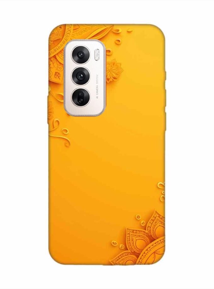 Oppo Reno 12 (5G) Indian Flower Pattern Rangoli Background (1) Custom Printed Back Cover Design