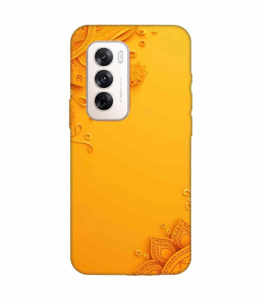 Oppo Reno 12 (5G) Indian Flower Pattern Rangoli Background (1) Custom Printed Back Cover Design