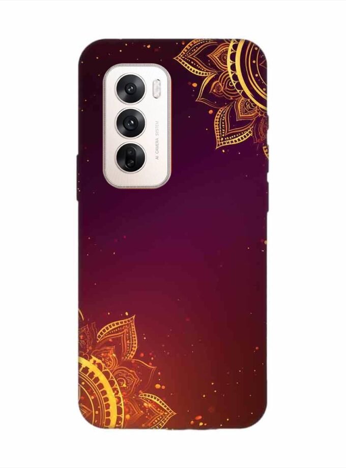 Oppo Reno 12 (5G) Indian Flower Pattern Rangoli Background Custom Printed Back Cover Design