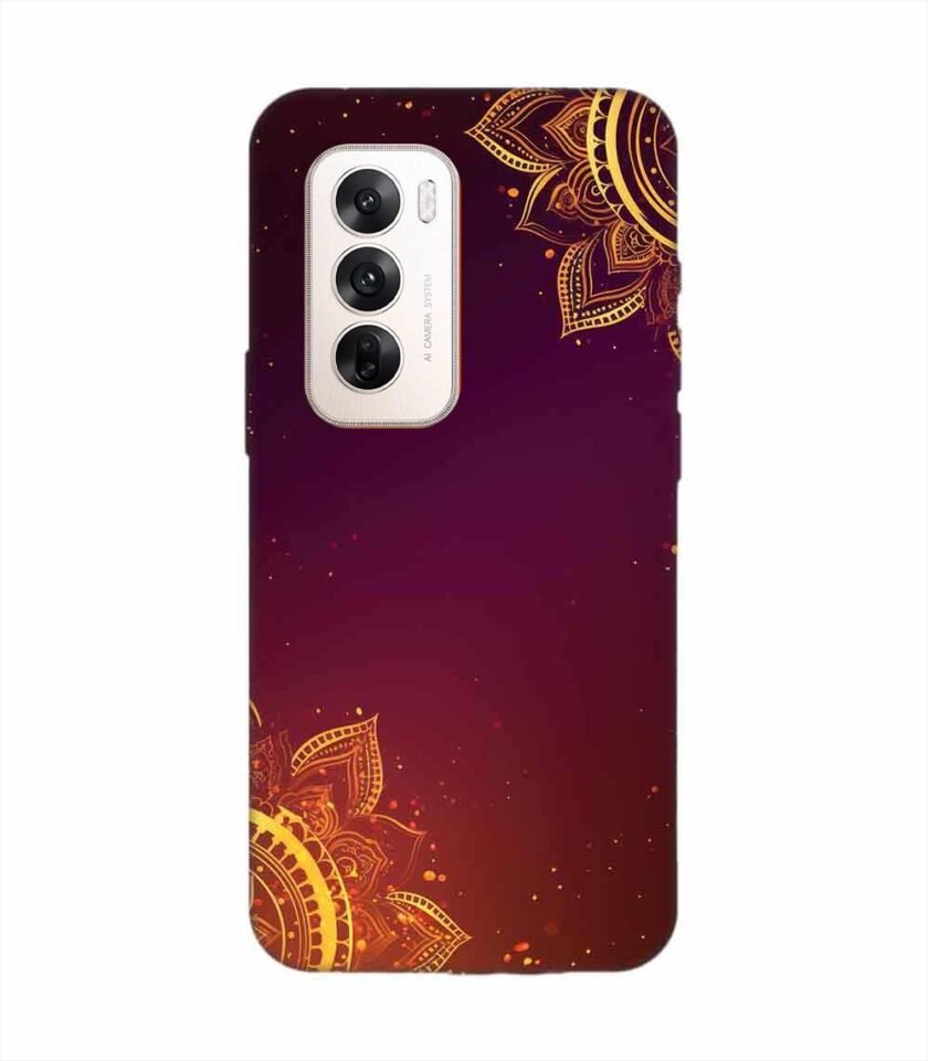 Oppo Reno 12 (5G) Indian Flower Pattern Rangoli Background Custom Printed Back Cover Design